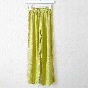 Pilyq Sammy Pant Size XS / S Chartreuse 100% Linen Coastal Colorful Lagenlook